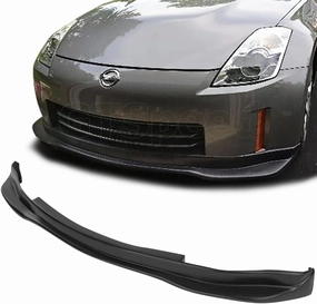 Compatible/Replacement for Front Bumper Lip, GT Style PU Front Lip Spoiler Black, Fits 2006 2007 2008 2009 Nissan 350Z Fairlady Z Z33
