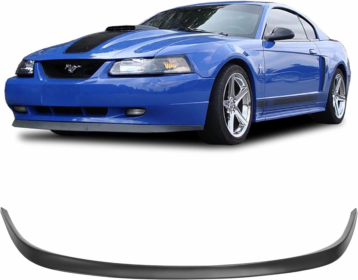 Compatible/Replacement for Front Bumper Lip, OE Style PU Front Lip Spoiler Black, Fits 1999 2000 2001 2002 2003 2004 Ford Mustang Base GT MACH 1