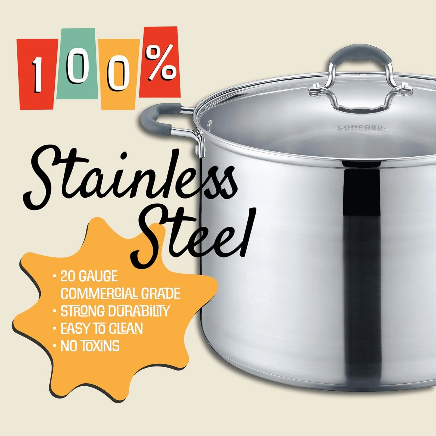 CONCORD 20 Quart Stainless Steel Canning Pot Set. Includes Canning Rack, Tongs, Jar Lifter, Funnel, Wrench, Lid Lifter, Mixer/Measurer (Induction Compatible)