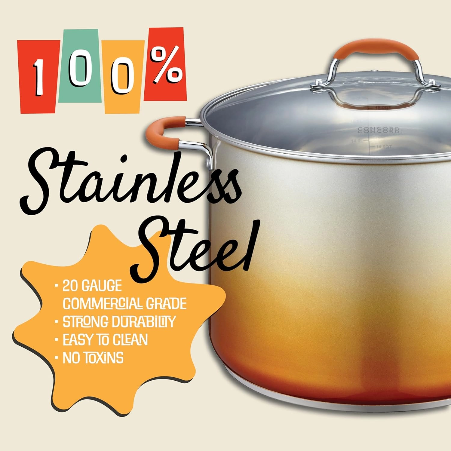 CONCORD 20 Quart Stainless Steel Canning Pot Set. Includes Canning Rack, Tongs, Jar Lifter, Funnel, Wrench, Lid Lifter, Mixer/Measurer (Induction Compatible)