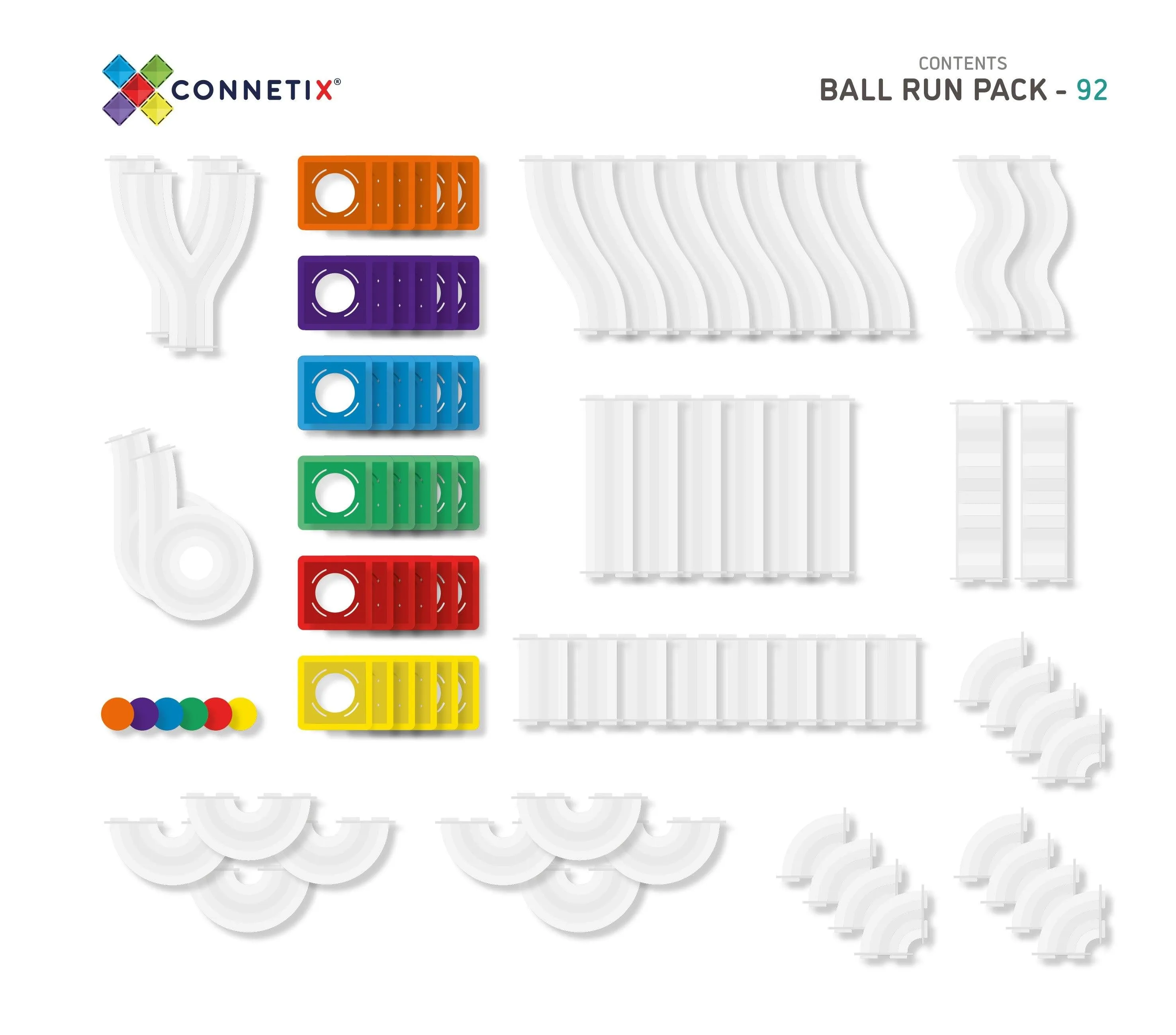 Connetix Tiles Rainbow ESSENTIAL BUNDLE Ball Run 92 Piece   42 Piece Square Best Seller
