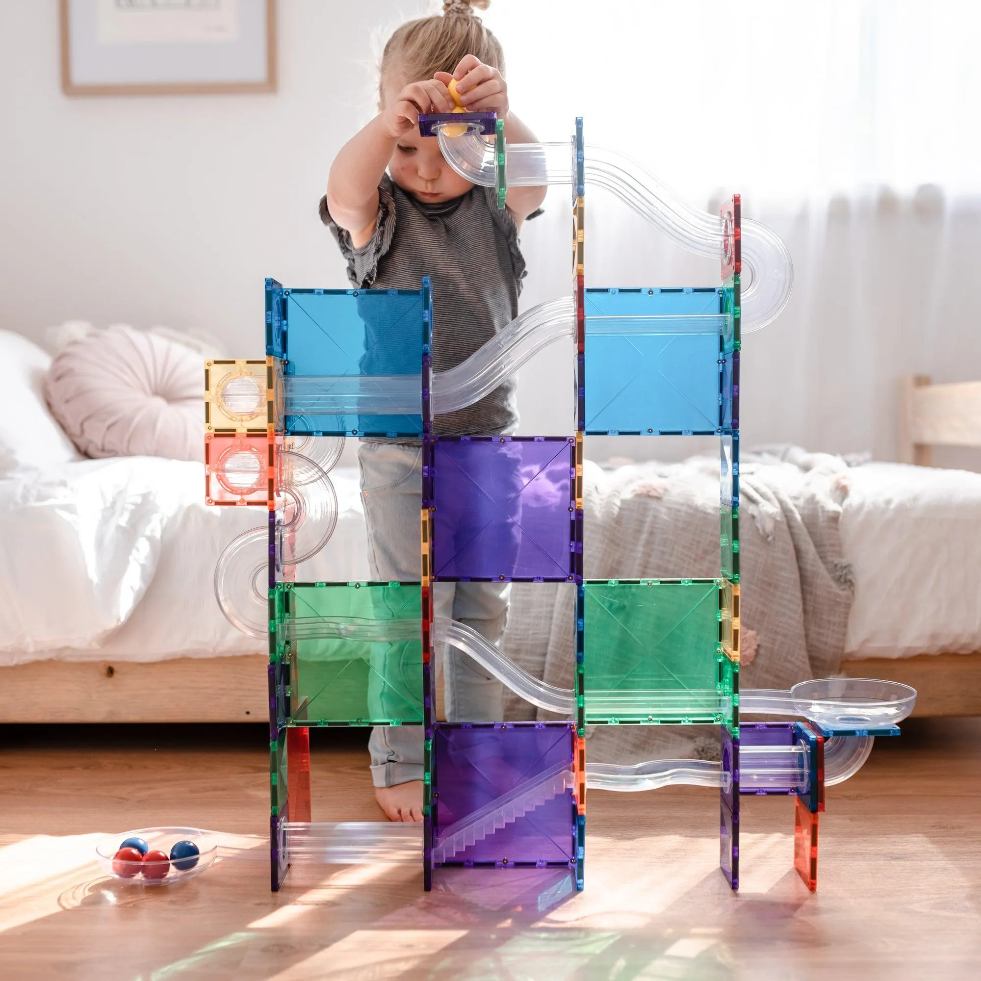Connetix Tiles Rainbow ESSENTIAL BUNDLE Ball Run 92 Piece   42 Piece Square Best Seller
