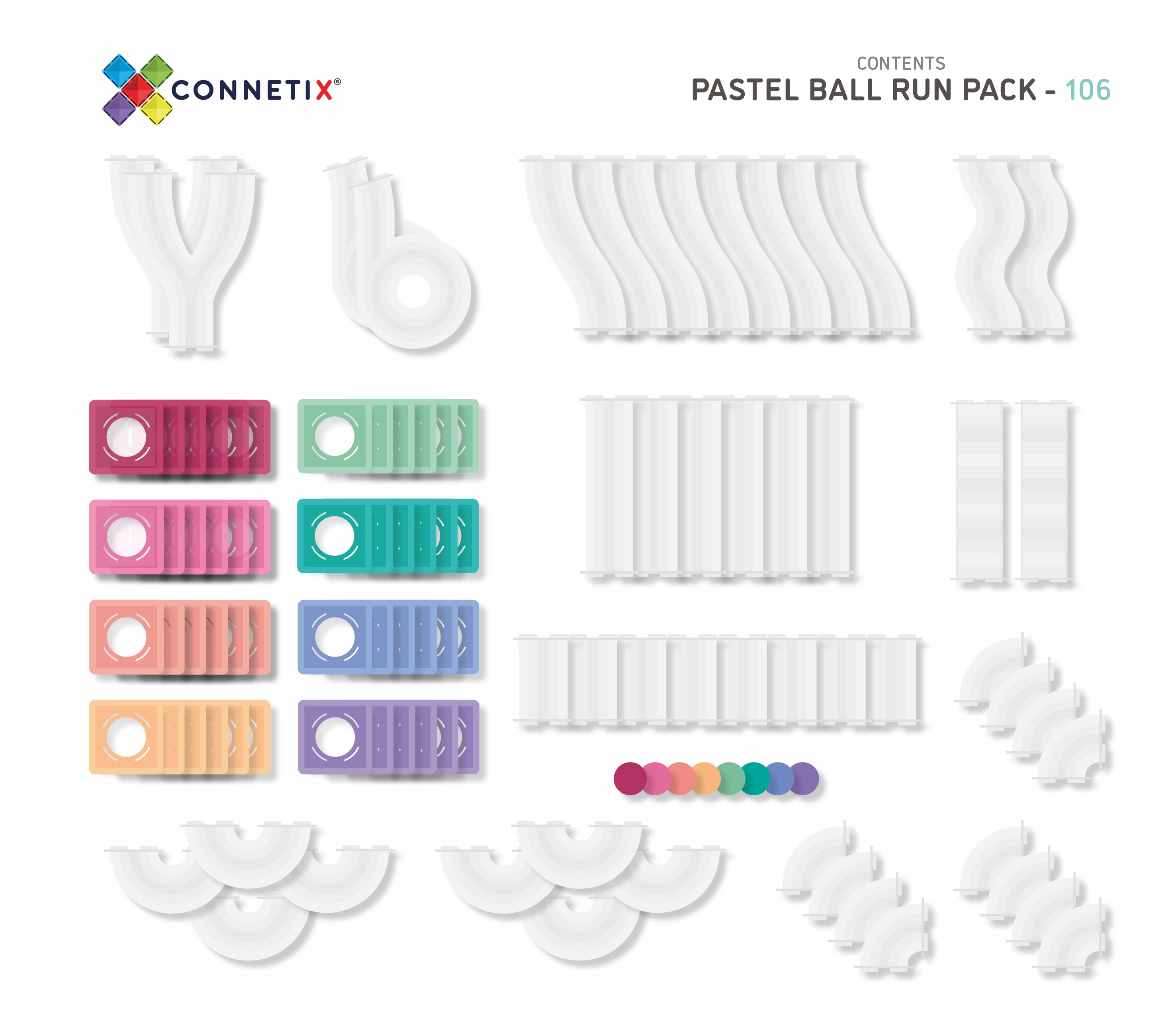 Connetix Tiles Ball Run Set  (Pastel)