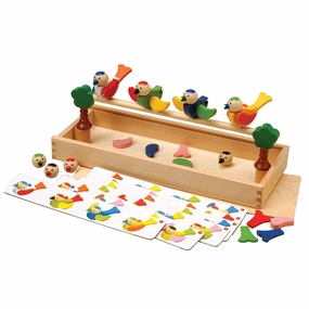 Constructive Playthings GOG-720 Magnetic Building Birds 41 pc. Set with Wooden Storage Box