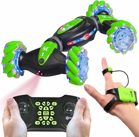 Contixo SC1 Remote Control Car-2.4GHz 4WD Hand Motion RC Stunt Cars Gesture Sensor, 360° Spins, Side Drifts, Double-Sided Driving, and LED Lights – Off-Road Vehicle for Kids & Adult-Green