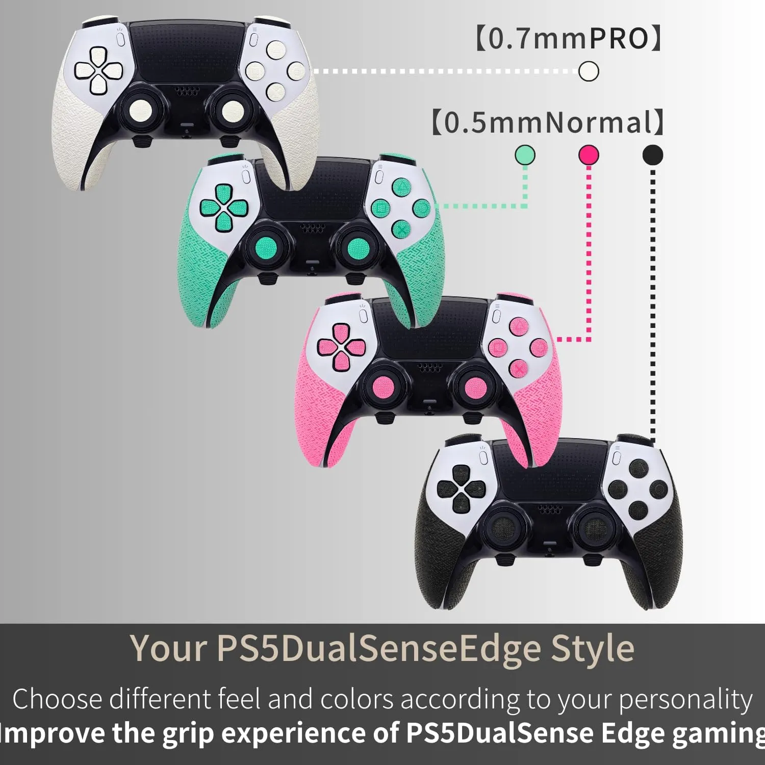 Controller Grip for PS5,Textured Skin kit,for PS5DualSense/Edge Anti-Skid Sweat-Absorbent Controllers Handle Grips, Buttons (PS5 Du﻿alSense Edge, Normal-Fluorescent Pink)