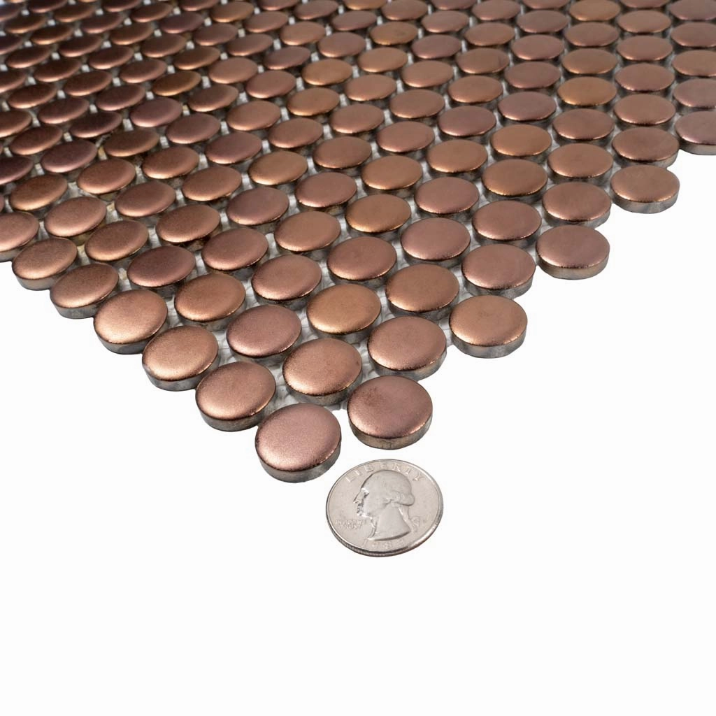 Copper Gold 12x12 Matte Penny Round Porcelain Mosaic Tile (10 pack, 9.87 sq ft/case)