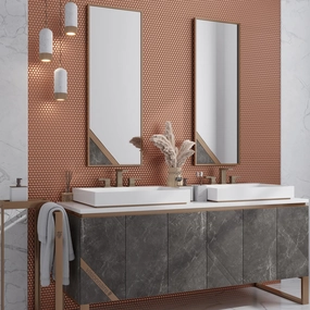 Copper Gold 12x12 Matte Penny Round Porcelain Mosaic Tile (10 pack, 9.87 sq ft/case)