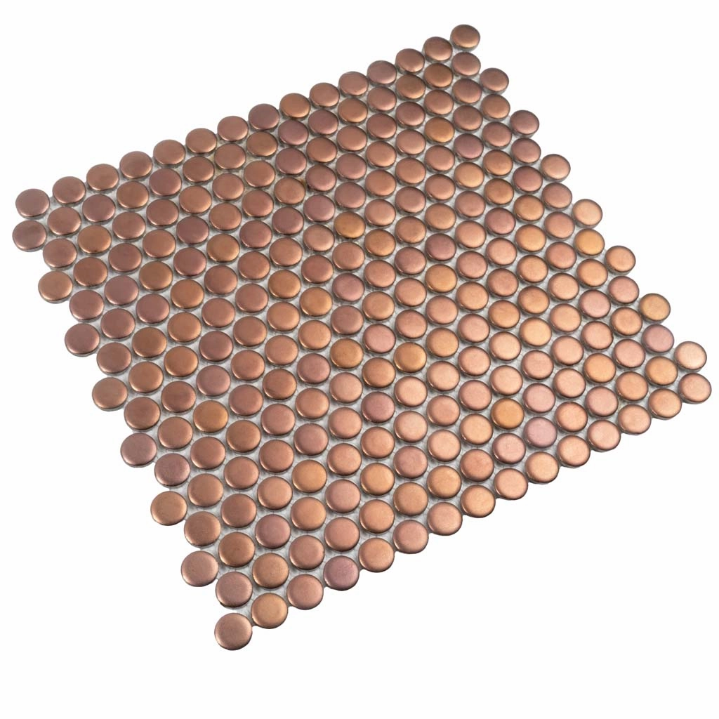 Copper Gold 12x12 Matte Penny Round Porcelain Mosaic Tile (10 pack, 9.87 sq ft/case)