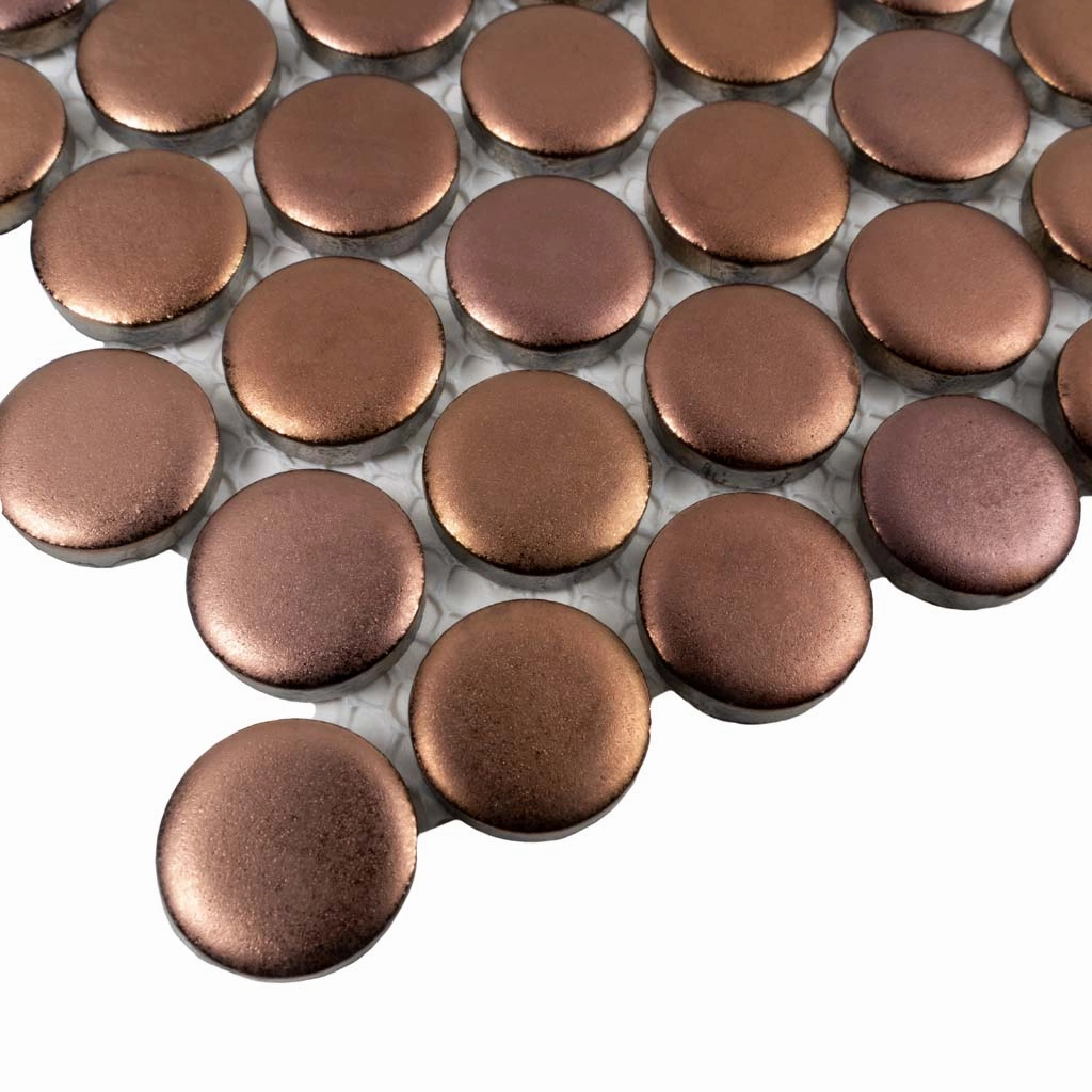 Copper Gold 12x12 Matte Penny Round Porcelain Mosaic Tile (10 pack, 9.87 sq ft/case)