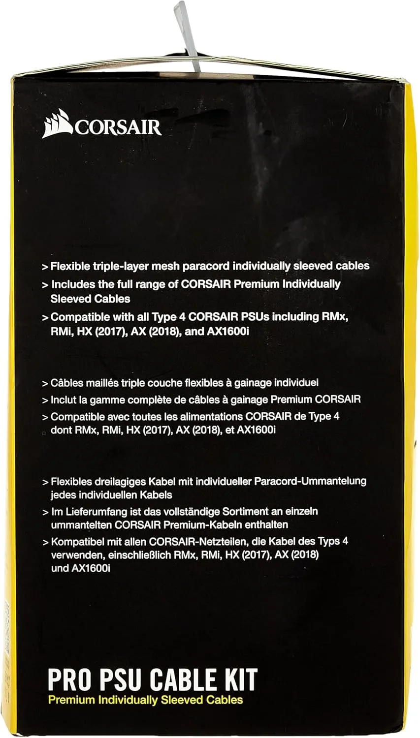 CORSAIR Premium Individually Sleeved PSU Cables Pro Kit for Corsair PSUs – Black, 2 Year Warranty