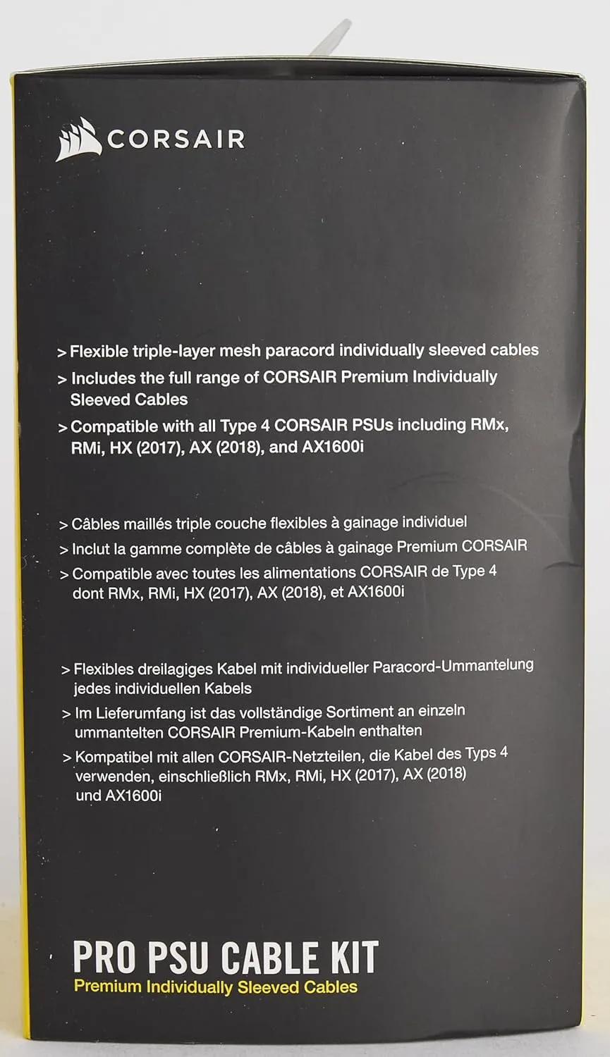 CORSAIR Premium Individually Sleeved PSU Cables Pro Kit for Corsair PSUs – Black, 2 Year Warranty