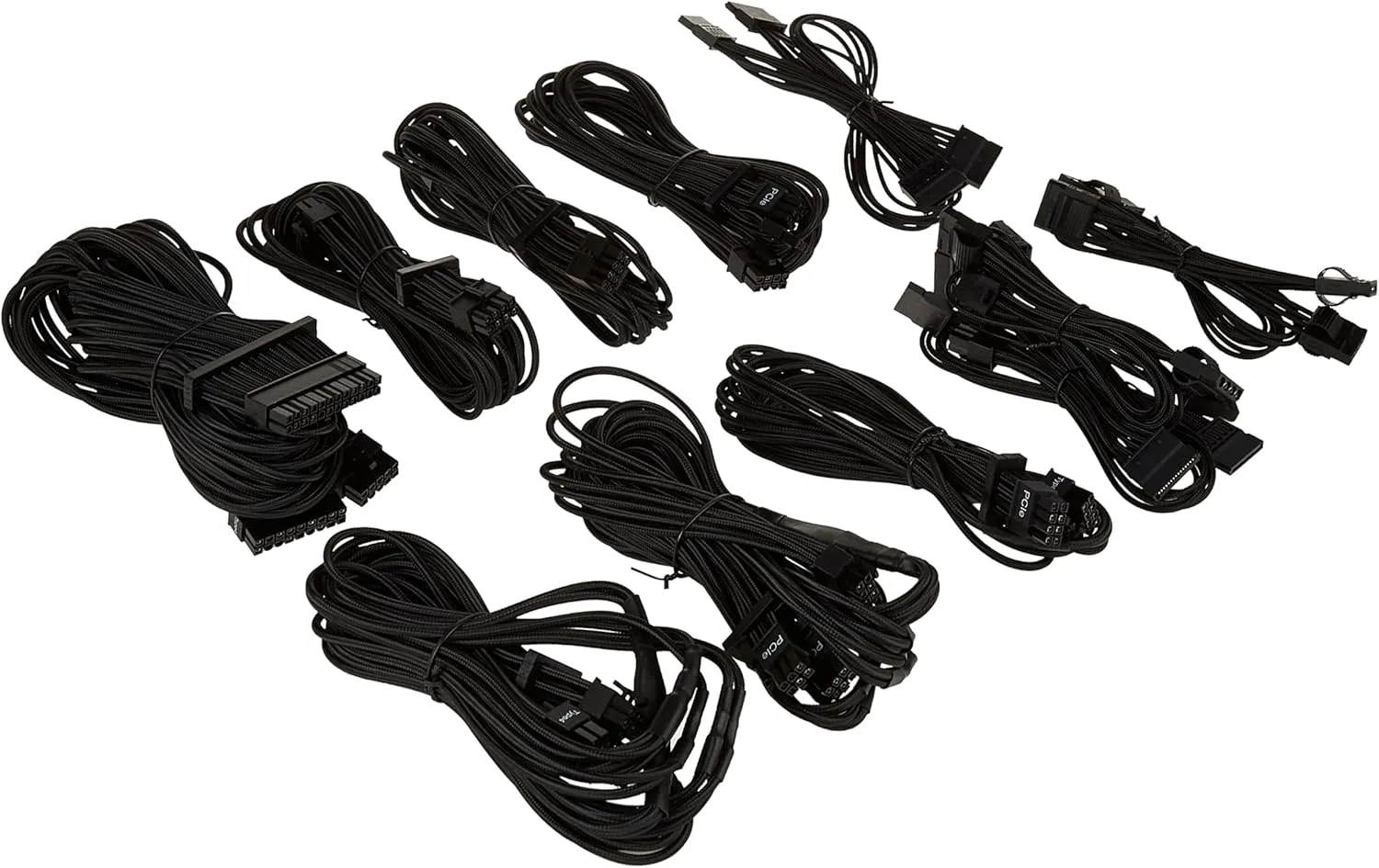CORSAIR Premium Individually Sleeved PSU Cables Pro Kit for Corsair PSUs – Black, 2 Year Warranty