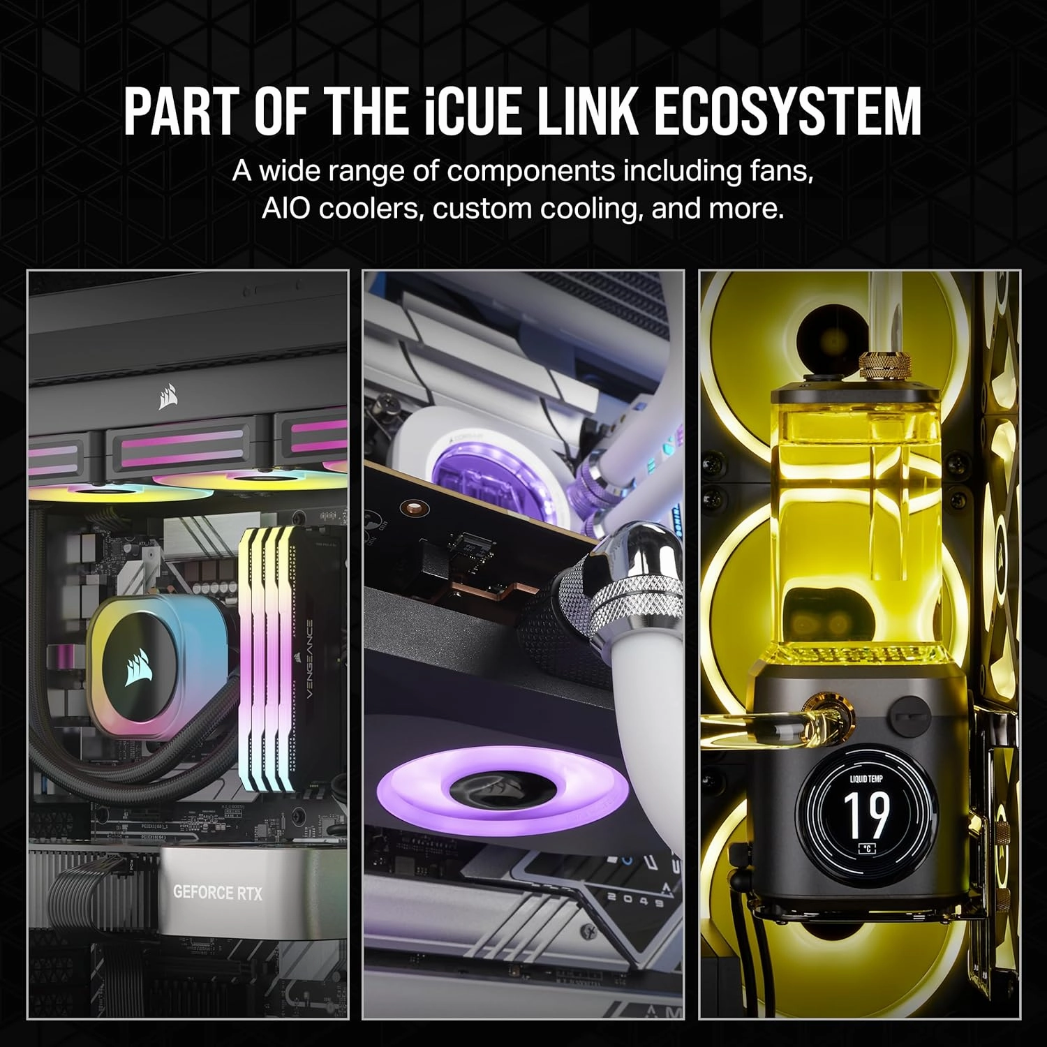 CORSAIR iCUE Link RX120 RGB 120mm PWM Fans with iCUE Link System Hub - Magnetic Dome Bearing - Triple Pack - White