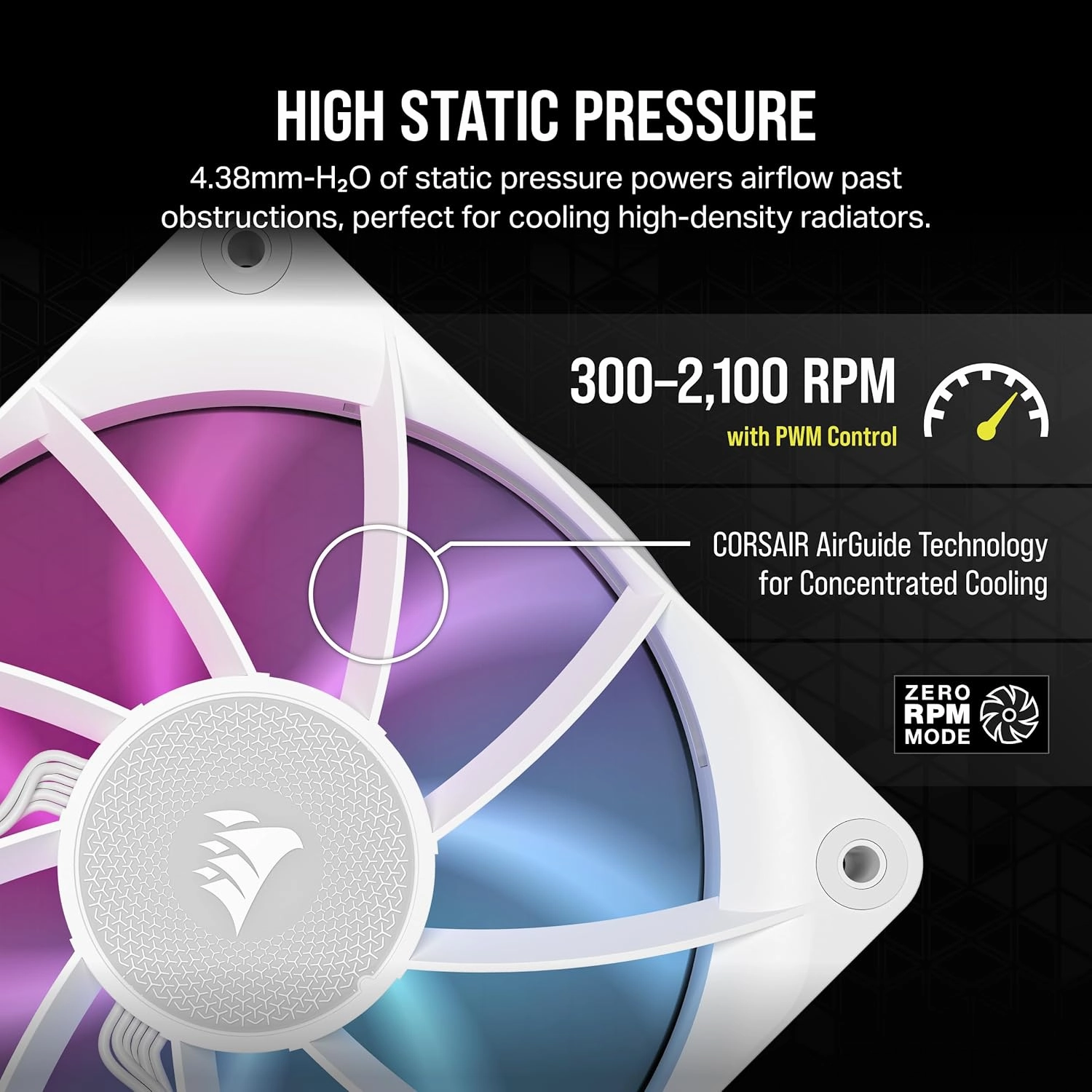 CORSAIR iCUE Link RX120 RGB 120mm PWM Fans with iCUE Link System Hub - Magnetic Dome Bearing - Triple Pack - White