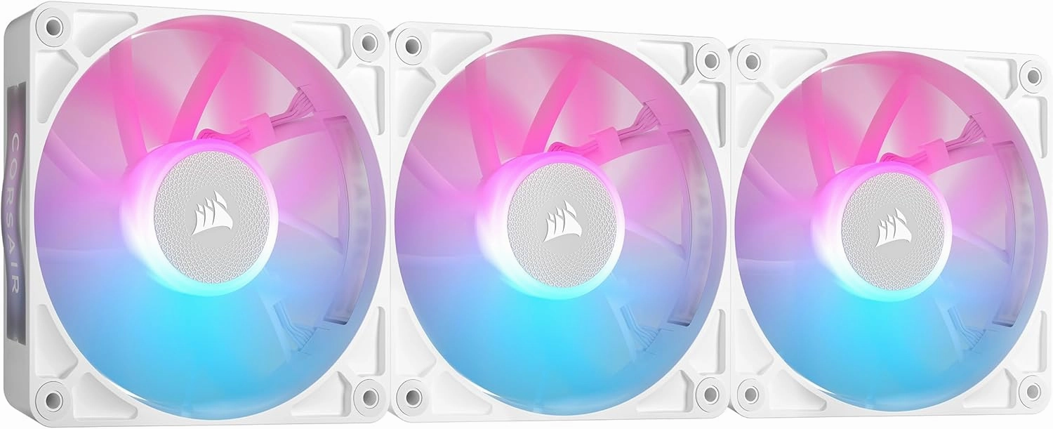 CORSAIR iCUE Link RX120 RGB 120mm PWM Fans with iCUE Link System Hub - Magnetic Dome Bearing - Triple Pack - White