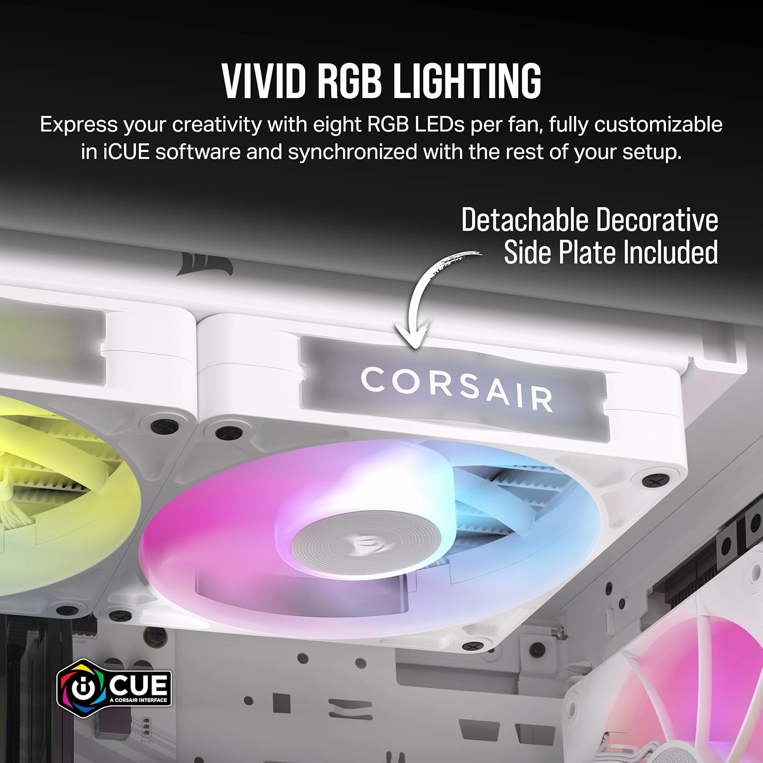 CORSAIR iCUE Link RX120 RGB 120mm PWM Fans with iCUE Link System Hub - Magnetic Dome Bearing - Triple Pack - White
