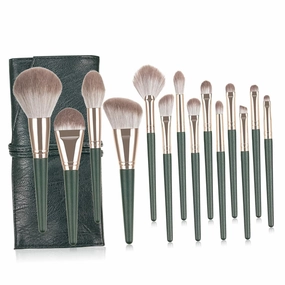 Cosmetics Brush Kit 14-piece Makeup Brush Set Wood Handle No Shedding Bristles for Daily and Professional Makeup