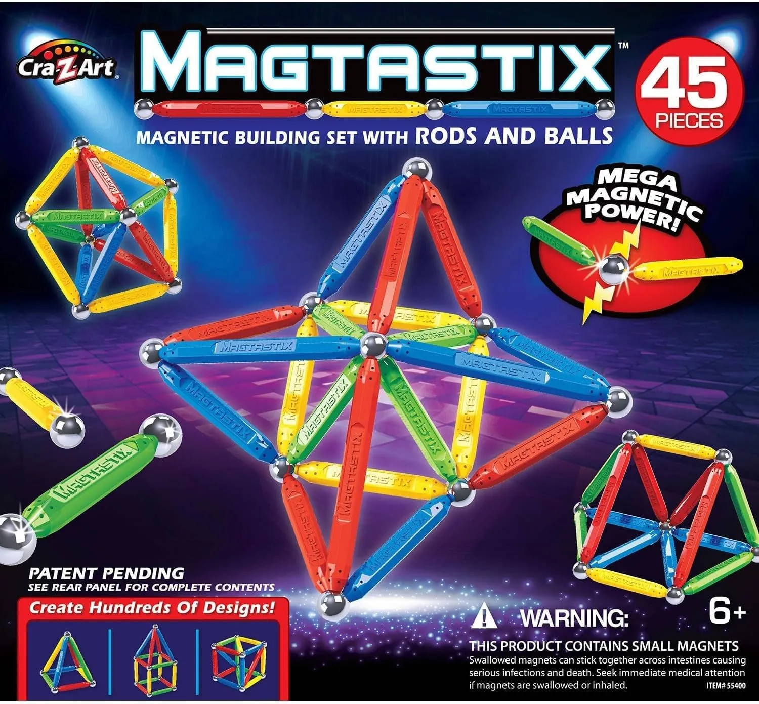 Cra-Z-Art Magtastix Balls & Rods Building Kit for 72 months to 1188 months, (45 Piece) (Package may vary)