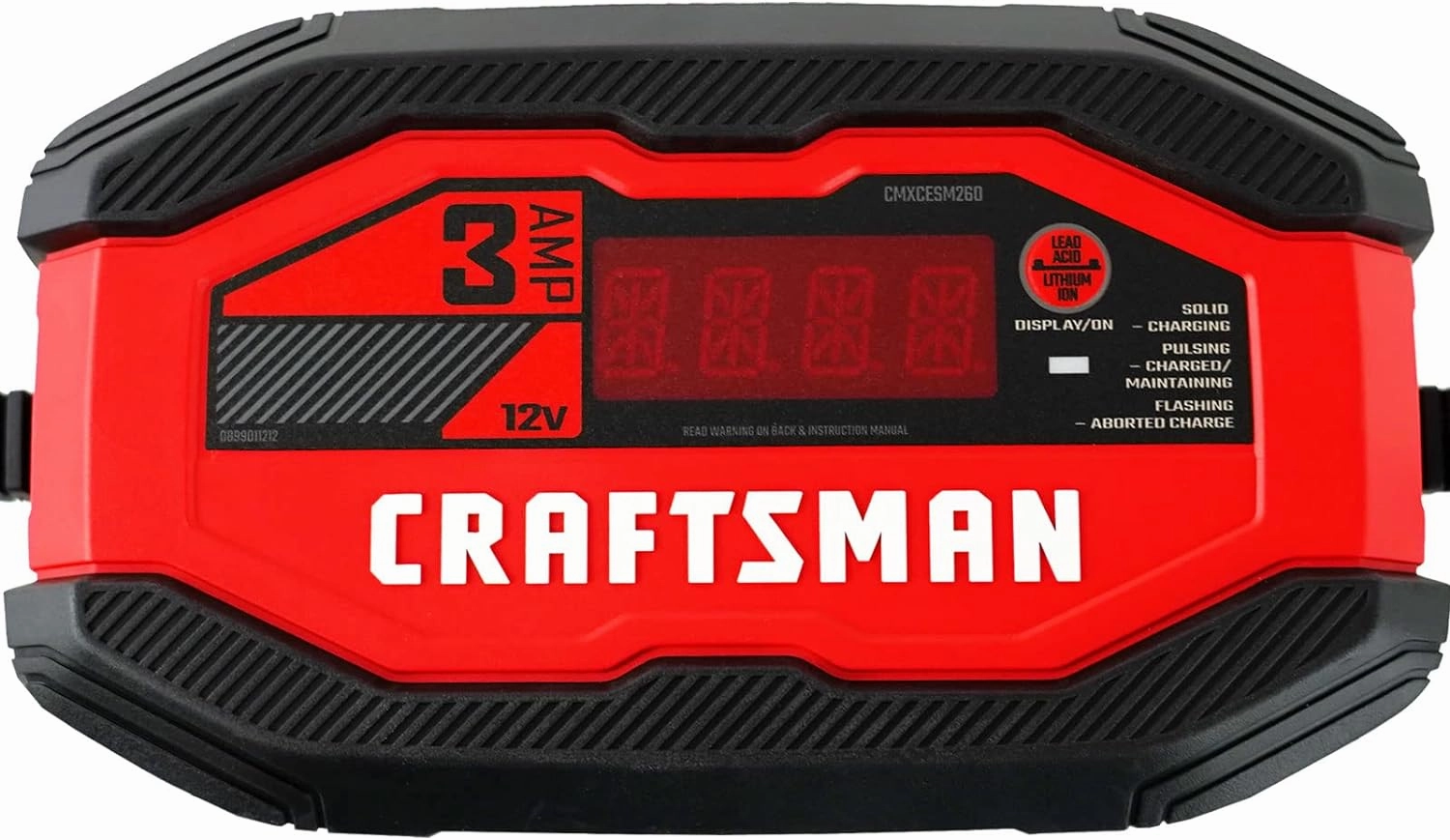 CRAFTSMAN Battery Charger and Maintainer, CMXCESM260, 3-in-1, Fully Automatic, 3 Amps, 12 Volt, for Motorcycle, Car, SUV, Truck and Marine Batteries