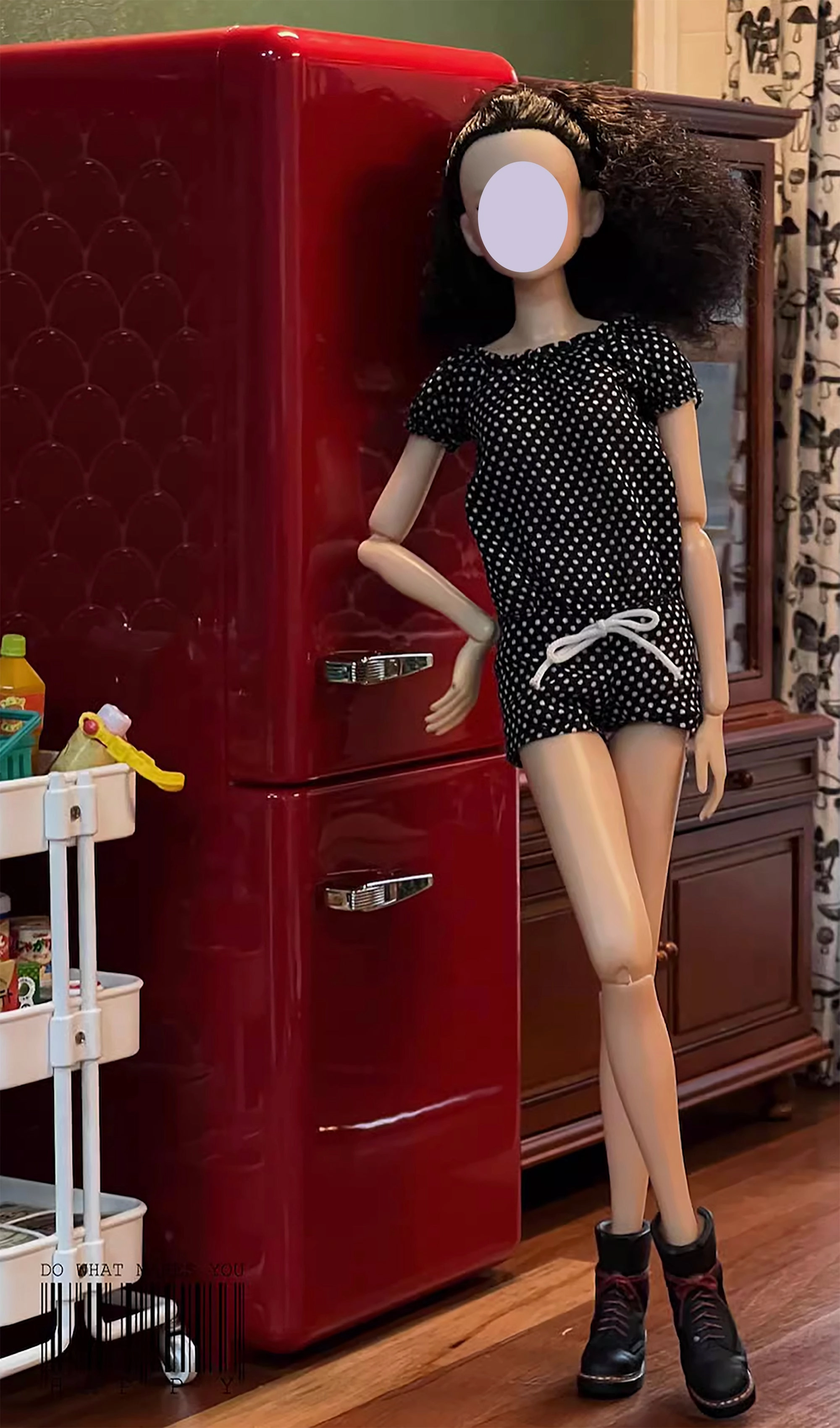 Craftuneed 1:6 miniature dollhouse double door refrigerator mini doll fridge furniture