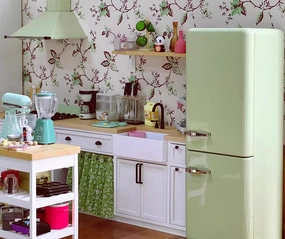 Craftuneed 1:6 miniature dollhouse double door refrigerator mini doll fridge furniture