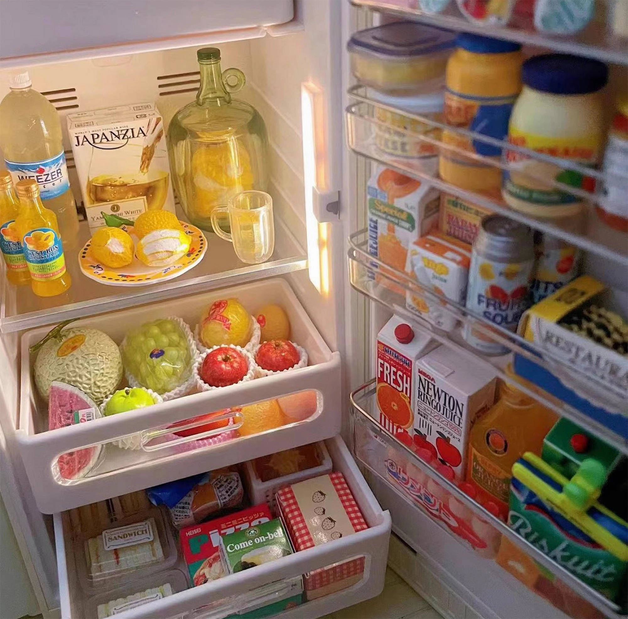 Craftuneed 1:6 miniature dollhouse single door refrigerator mini doll fridge furniture