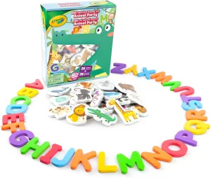 Crayola ABC Matching Magnet Set - Animal Party, 52 Colorful Quality Foam Magnets Including 26 Pictures and 26 Uppercase Alphabet Magnets from A-Z. Best Educational Toy for Preschool Learning
