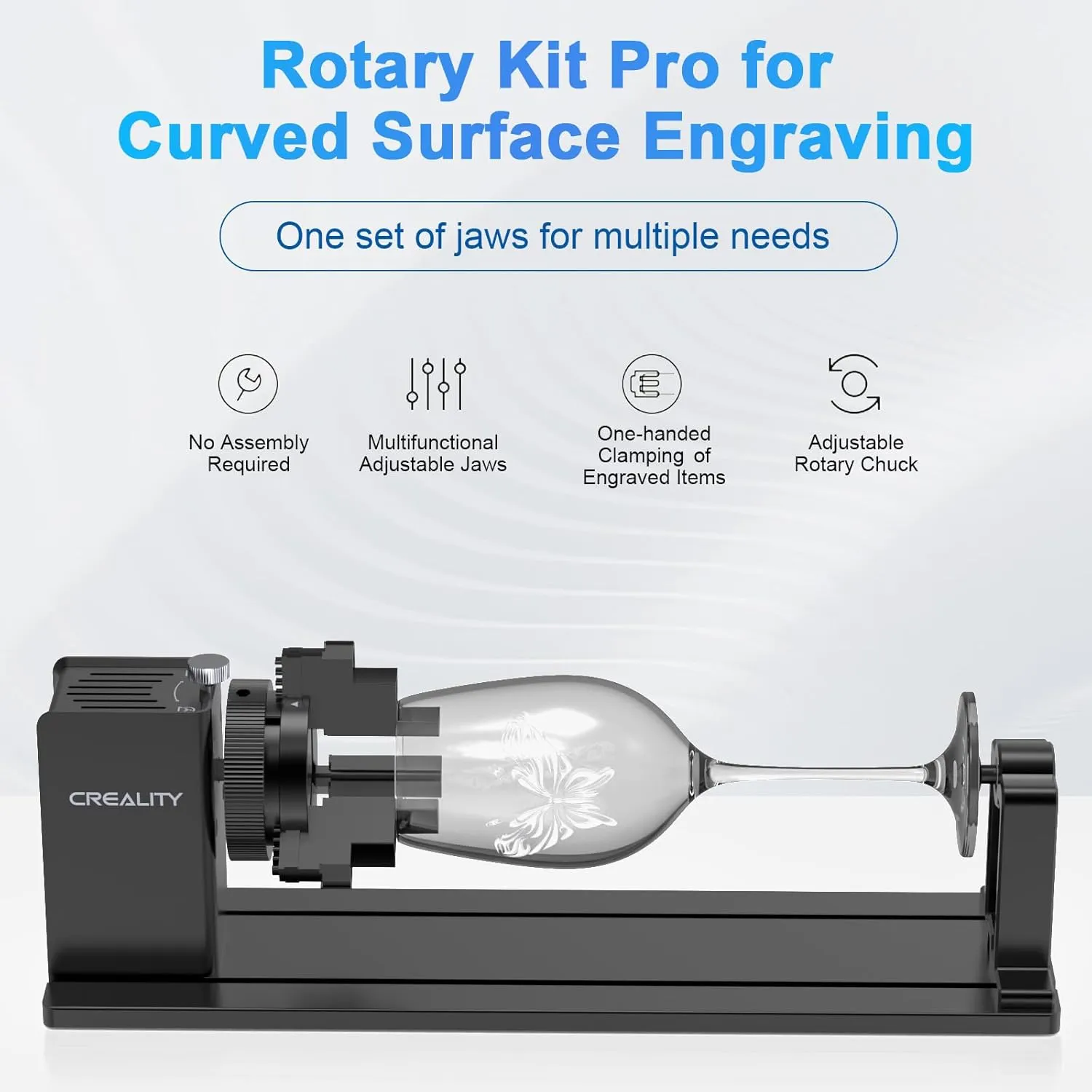 Creality Laser Rotary Roller, Y-axis Rotary Chuck for Falcon Engraver, Rotary Kit Pro with 3 in 1 Jaw and Module Suitable for Engraving Cylindrical Objects,Wine Glass, Tumbler, Ring,Ball and etc