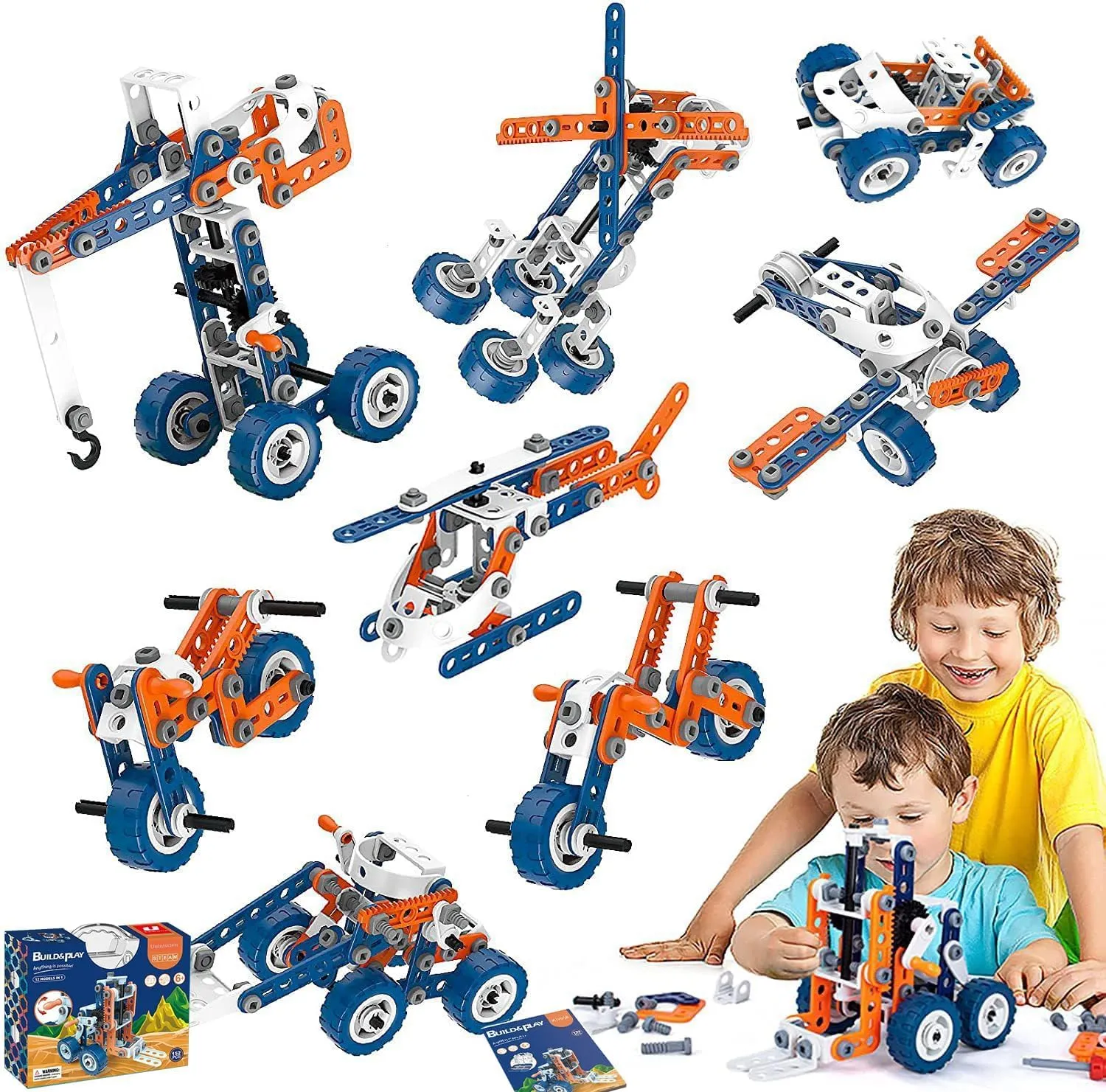 Creative Set Building Toy for Preshool Kids, Construction Building Set and Education Learning Engineering Play Kit Idea for Boys and Girls. Christmas Idea Gift for Ages 4-8 5-7 8-10 5 (Blue)