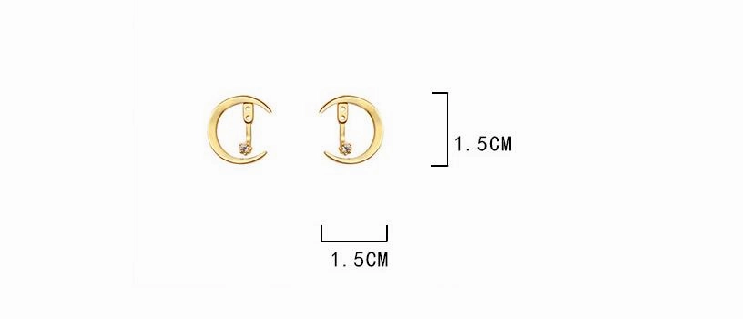 Crescent Moon and Star Adjustable Stud Earrings