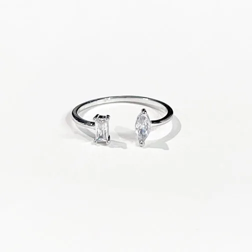 Crystal Double Shape Adjustable Ring (GOLD OR SILVER)