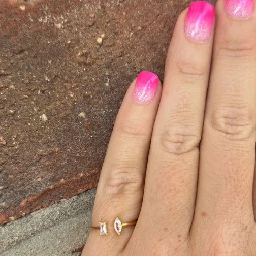 Crystal Double Shape Adjustable Ring (GOLD OR SILVER)