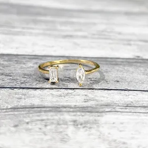 Crystal Double Shape Adjustable Ring (GOLD OR SILVER)