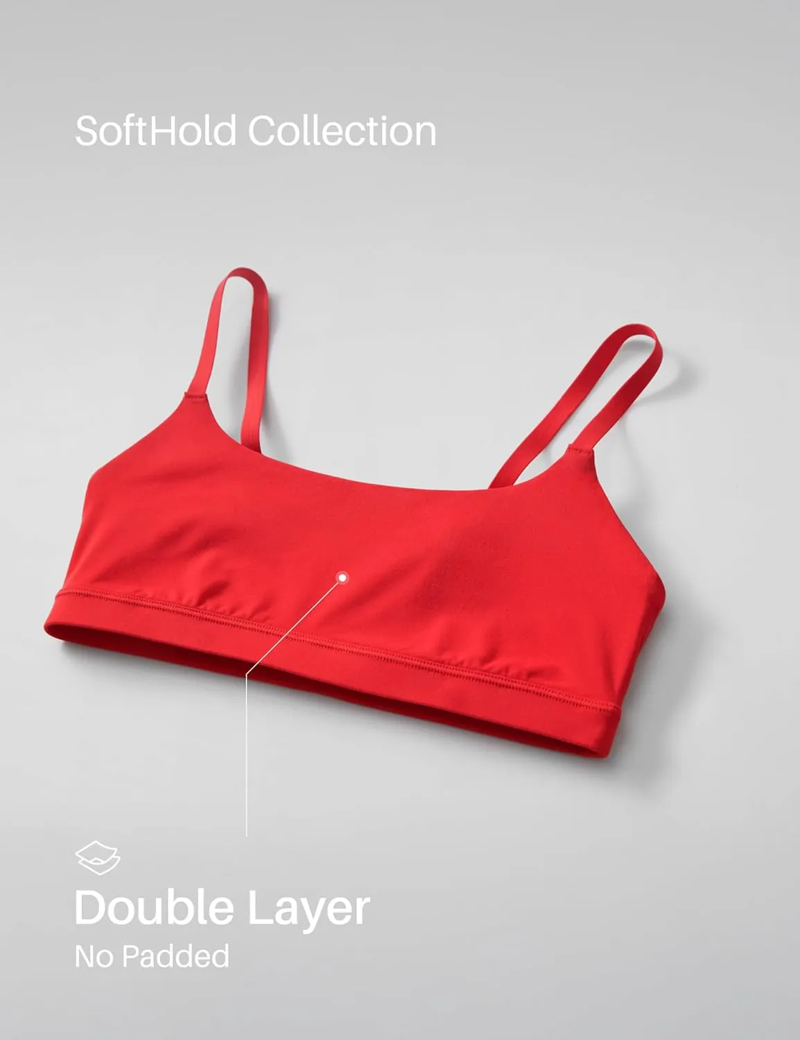 CRZ YOGA Softhold Women's Double Lined Bralettes - Scoop Neck Adjustable Straps Unlined Cami Wireless T-Shirt Everyday Bra