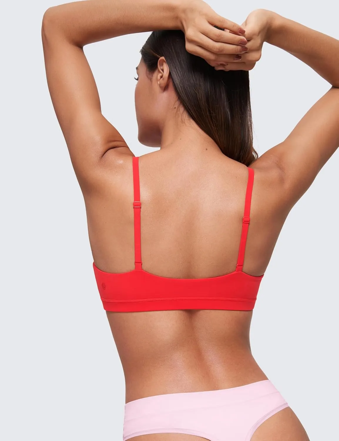 CRZ YOGA Softhold Women's Double Lined Bralettes - Scoop Neck Adjustable Straps Unlined Cami Wireless T-Shirt Everyday Bra