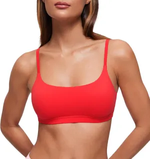 CRZ YOGA Softhold Women's Double Lined Bralettes - Scoop Neck Adjustable Straps Unlined Cami Wireless T-Shirt Everyday Bra