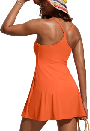 CRZ YOGA Womens One Piece Swimsuits Modest Swim Dress Tummy Control Adjustable Y-Back Straps Athletic Bathing Suit Swimwear