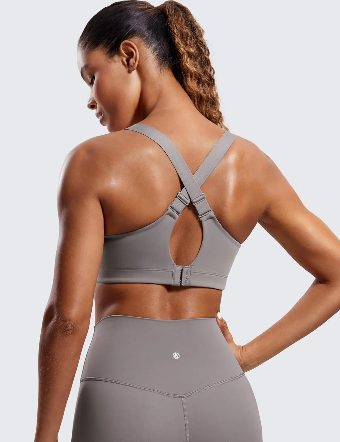 CRZ YOGA Womens Zip Front High Impact Sports Bra - Molded Cup Adjustable Convertible Straps Wireless Workout Yoga Crop Top