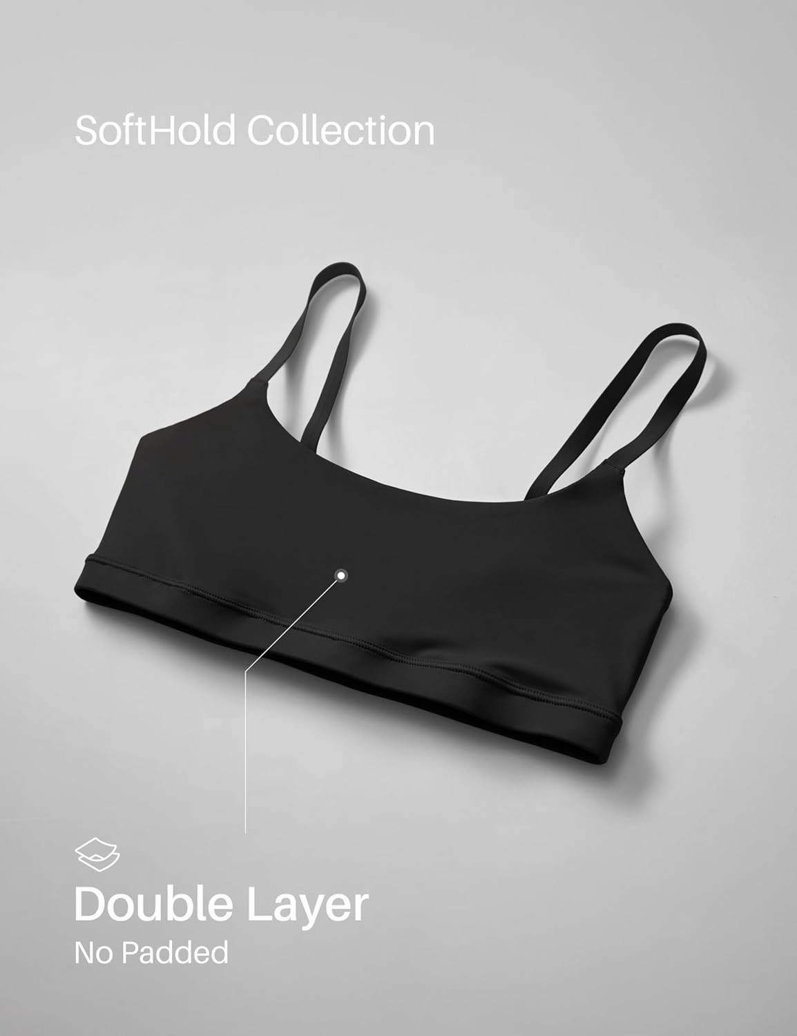 CRZ YOGA Softhold Women's Double Lined Bralettes - Scoop Neck Adjustable Straps Unlined Cami Wireless T-Shirt Everyday Bra