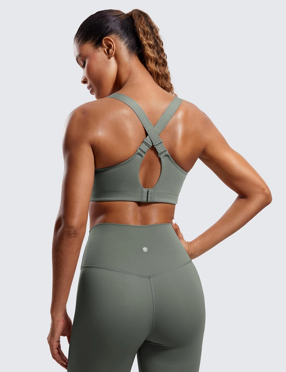 CRZ YOGA Womens Zip Front High Impact Sports Bra - Molded Cup Adjustable Convertible Straps Wireless Workout Yoga Crop Top
