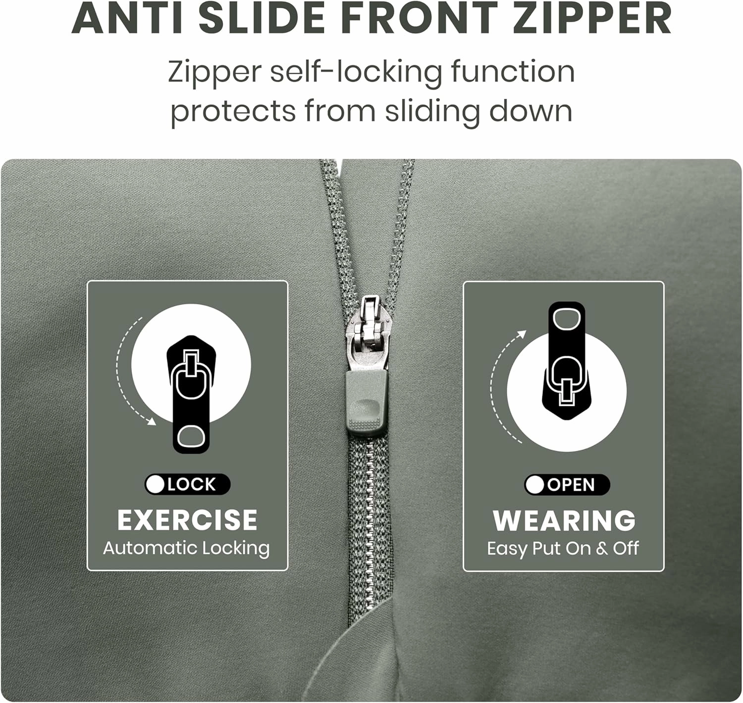 CRZ YOGA Womens Zip Front High Impact Sports Bra - Molded Cup Adjustable Convertible Straps Wireless Workout Yoga Crop Top