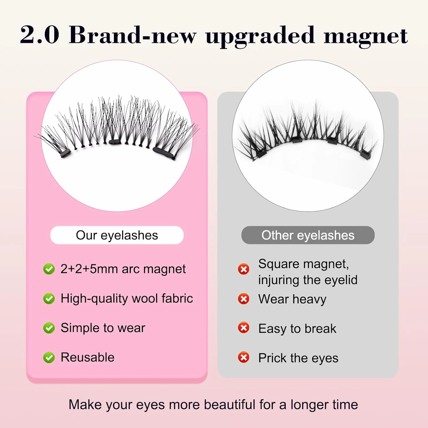 CT10-5 Newly Upgraded Soft Magnetic Eyelashes - Natural Look, Reusable with Applicator, Glue-Free Magnetic Lashes Kit for Effortless Wear & Removal (1 Pair)