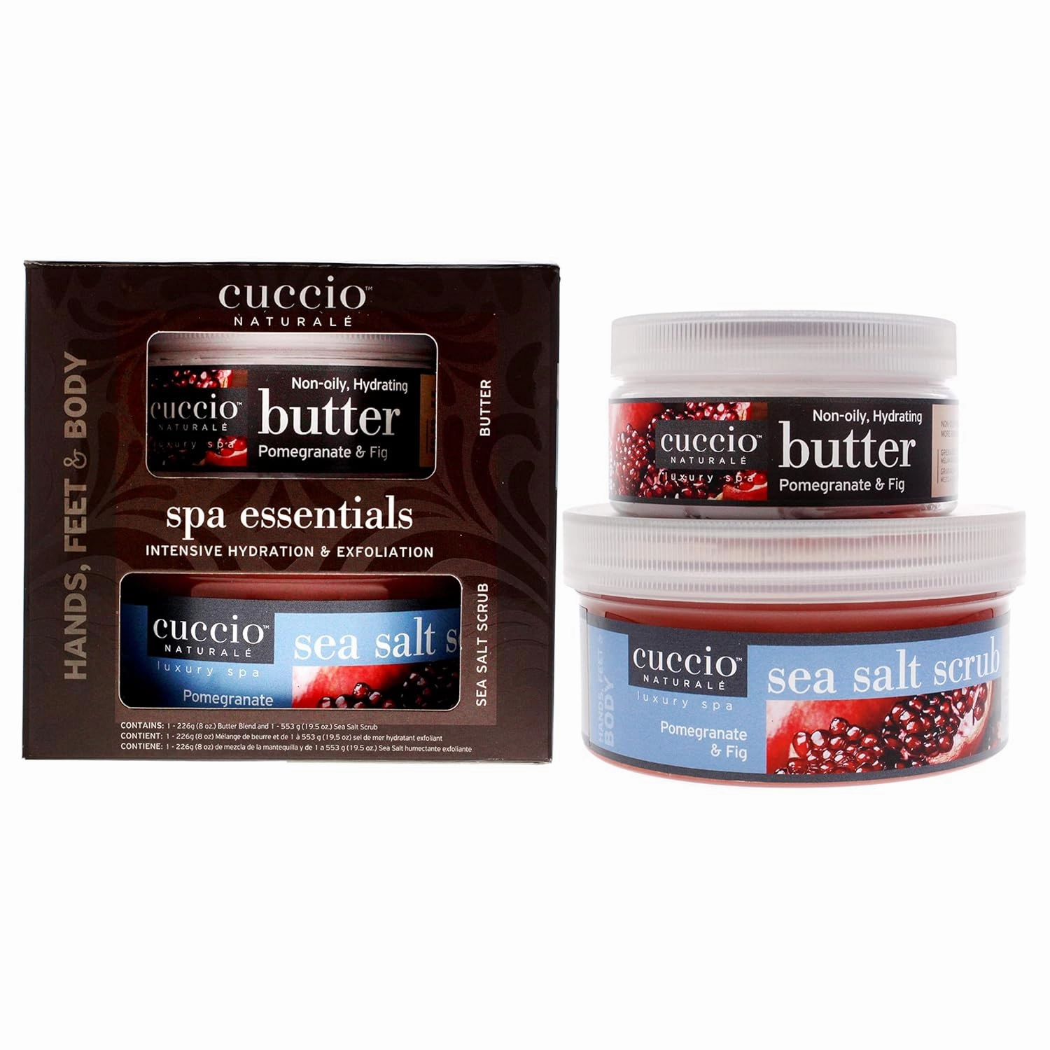 Cuccio Naturale Spa Essential Kit - Infused With Essential Oils That Dissolve Quickly - Leaves Skin Feeling Soft And Polished All Day - Healthy, Glowing Effect - Pomegranate And Fig - 2 Pc