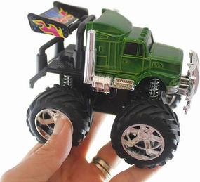Curious Minds Busy Bags Set of 2 Random Color Friction Monster Truck Pull Back Racer Cars - Pullback Toy - Moves by Itself Friction Powered
