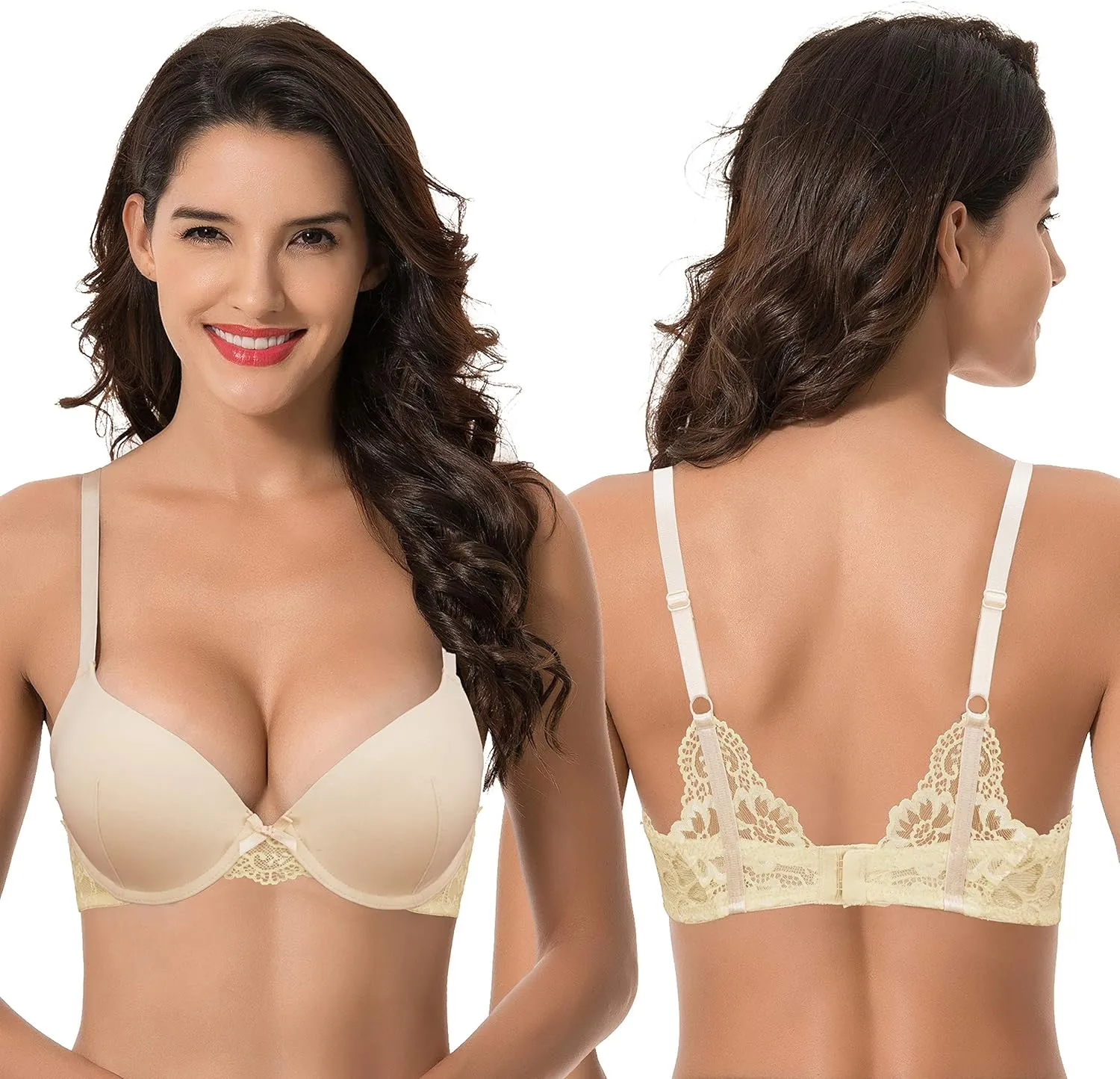Curve Muse Womens Plus Size Perfect Shape Add 1 Cup Push Up Underwire Tshirt Bra