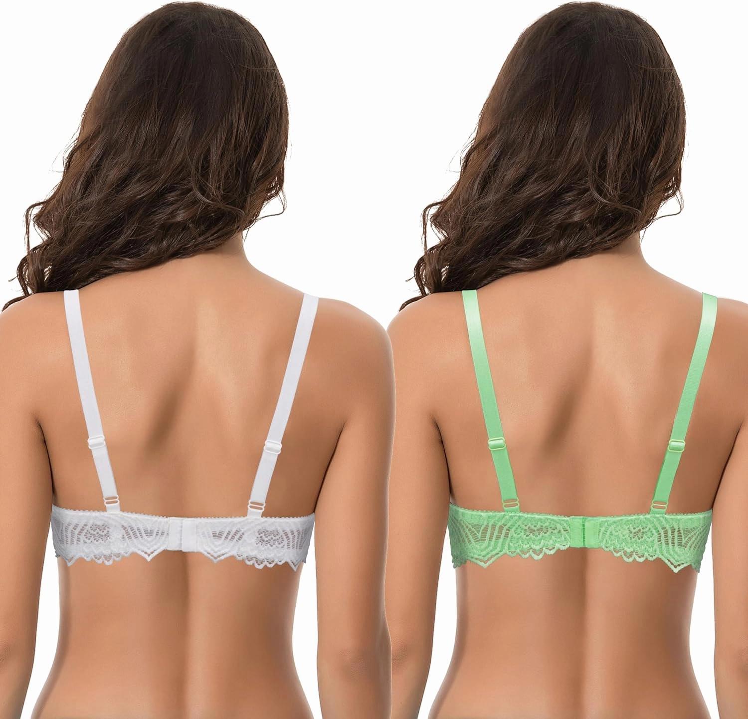 Curve Muse Women's Plus Size Push Up Add 1 Cup Underwire Perfect Shape Lace Bras
