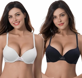 Curve Muse Womens Plus Size Perfect Shape Add 1 Cup Push Up Underwire Tshirt Bra