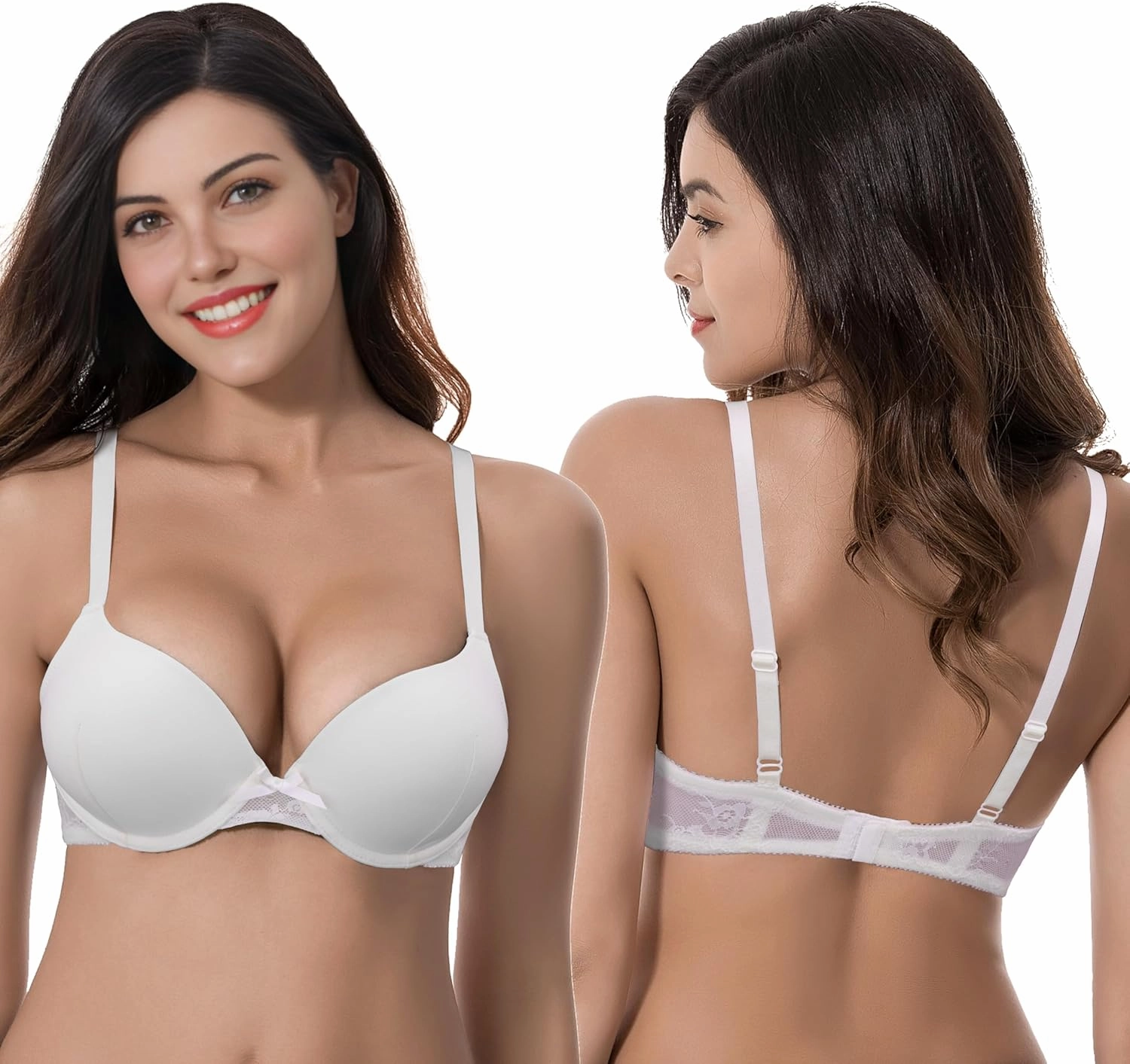 Curve Muse Womens Plus Size Perfect Shape Add 1 Cup Push Up Underwire Tshirt Bra