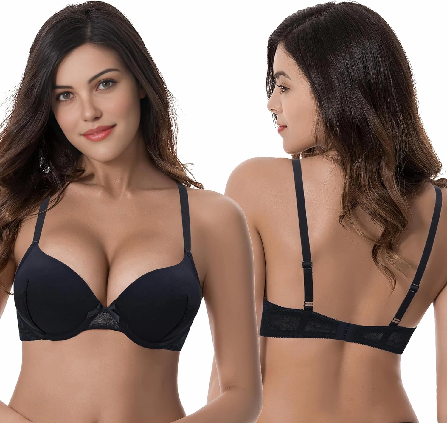 Curve Muse Womens Plus Size Perfect Shape Add 1 Cup Push Up Underwire Tshirt Bra